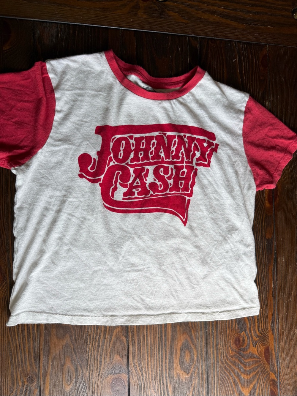 Johnny Cash White and Red Graphic Baby Tee